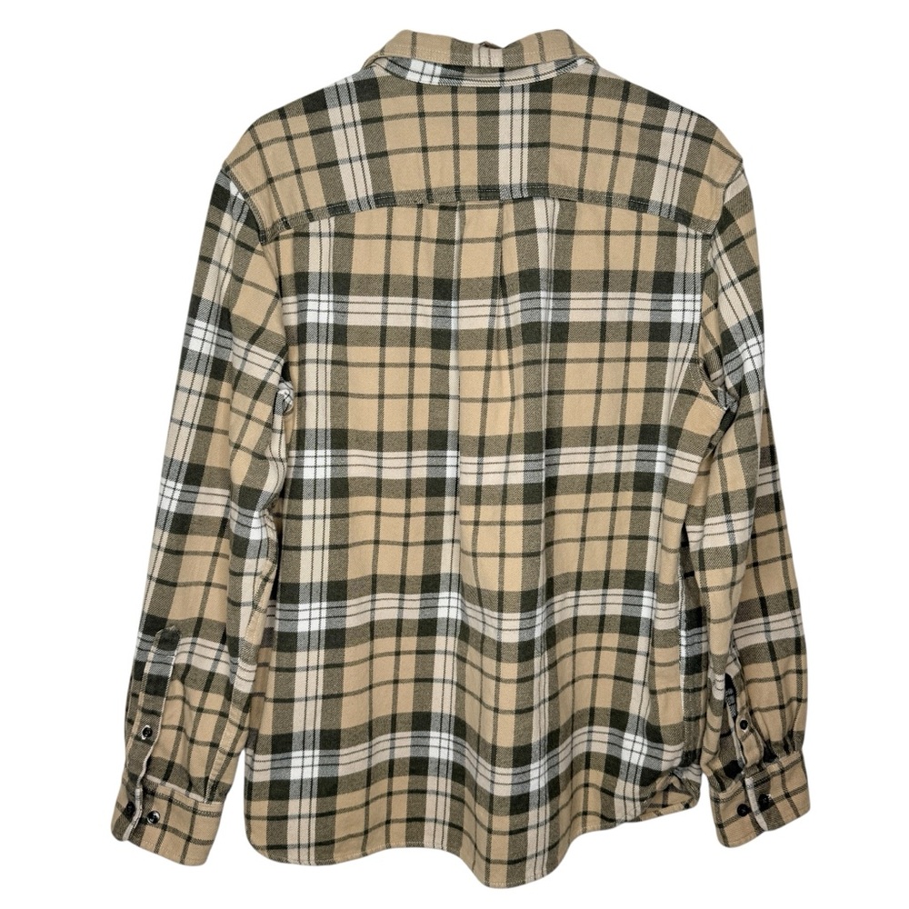 North Face Arroyo Cotton Plaid Flannel‎ Button Down Shirt Olive Green Tan Large - Picture 3 of 7